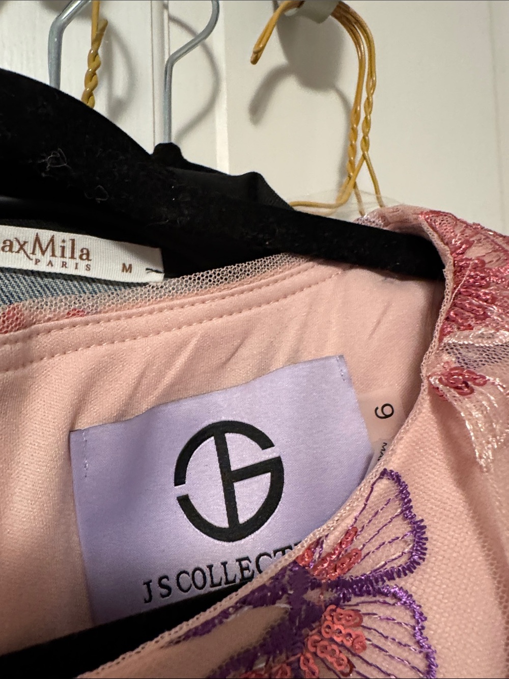 JS Collections Pink Floral Embroidered Sheath Dress - Picture 4 of 4